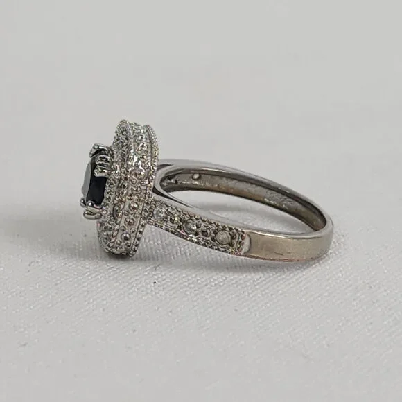 925 Sterling Silver Black Square Stone Ring Size 9 - Picture 5 of 8